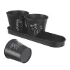 Květináč kov bylinky BLACK pr. 11 cm 3 ks+podtácek