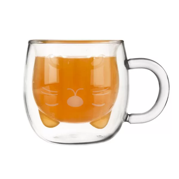 Hrnek dvoustěnné sklo DOUBLE kočka 0,3 l