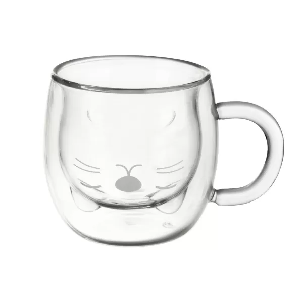 Hrnek dvoustěnné sklo DOUBLE kočka 0,3 l