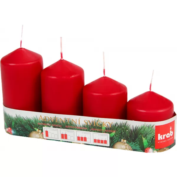 Svíčka adventní schody 50x60/75/90/105mm bordo