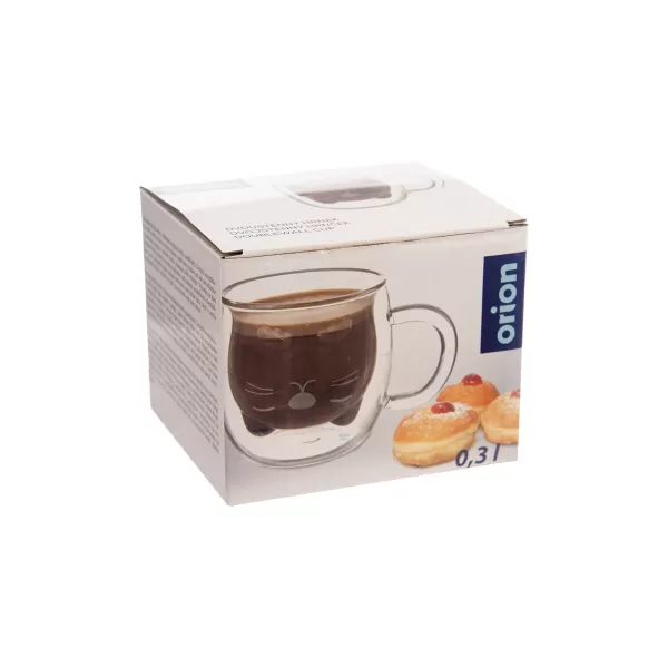 Hrnek dvoustěnné sklo DOUBLE kočka 0,3 l