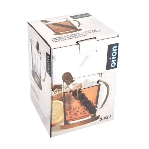 Hrnek sklo/bambus podšálek+infuzér LOUKA 0,42 l