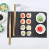 Tác břidl. serv.+misky porc.+hůlky bamb. na sushi