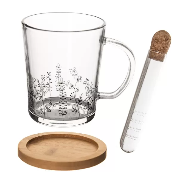 Hrnek sklo/bambus podšálek+infuzér LOUKA 0,42 l