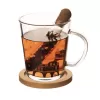Hrnek sklo/bambus podšálek+infuzér DOMKY 0,42 l