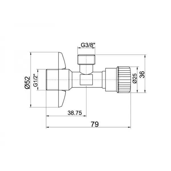 Ventil rohový vřetenový 1/2"x3/8" CF3002/10