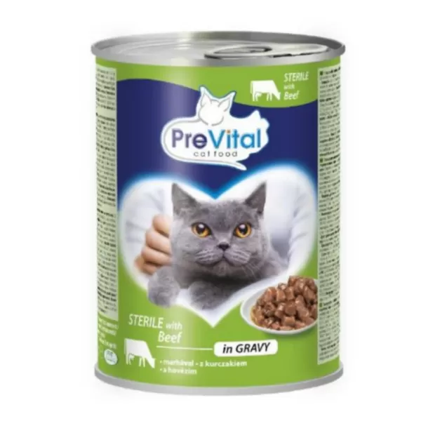 JUKO Prevital kousky pro sterilizované kočky s hovězím v omáčce 415g