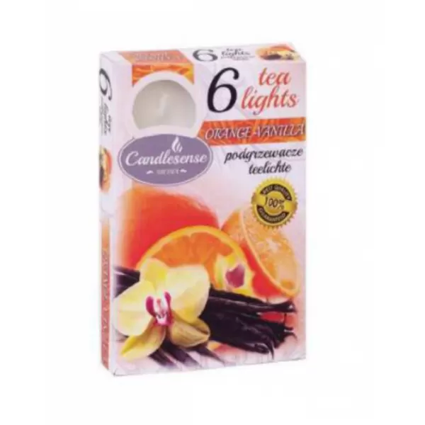Svíčka čajová - aroma pomeranč a vanilka 6ks