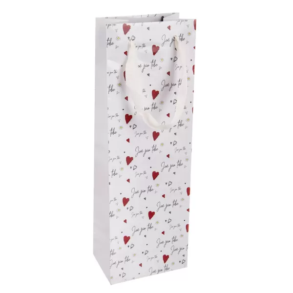 Taška papír dárková na víno Jen pro tebe 12x8,5x36 cm CZ