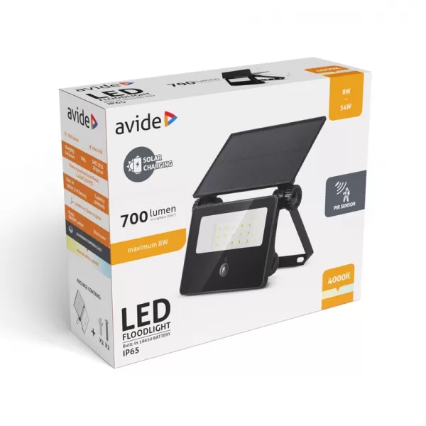 NIPEKO LED solární reflektor 8W 700Lm 4000K