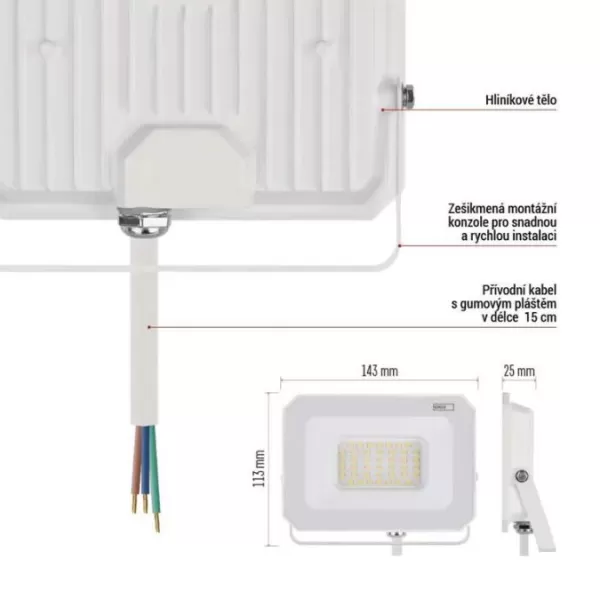 EMOS LED reflektor SIMPO, 30W, 3000LM IP65 NW B ZS2233W
