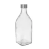 Láhev sklo/kov víčko 1,1 l hranatá
