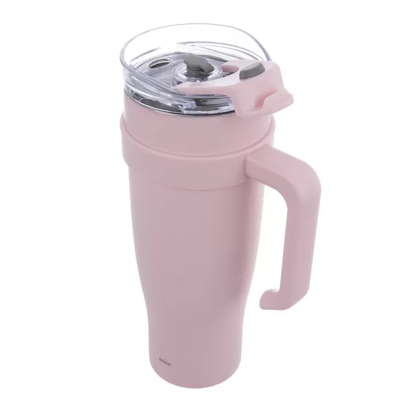 Hrnek TERMO pohár nerez/UH+brčko 1,2 l růžová