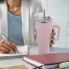 Hrnek TERMO pohár nerez/UH+brčko 1,2 l růžová