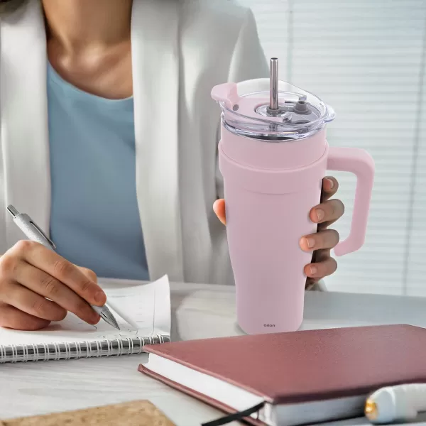 Hrnek TERMO pohár nerez/UH+brčko 1,2 l růžová