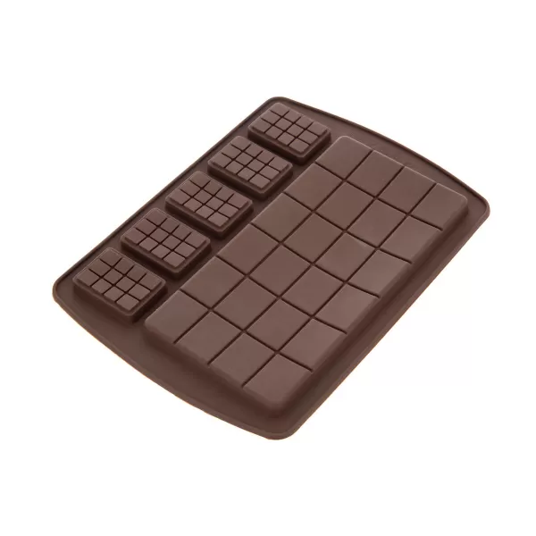 Forma silikon čokoláda tabulky 5 mini+1 maxi hnědá