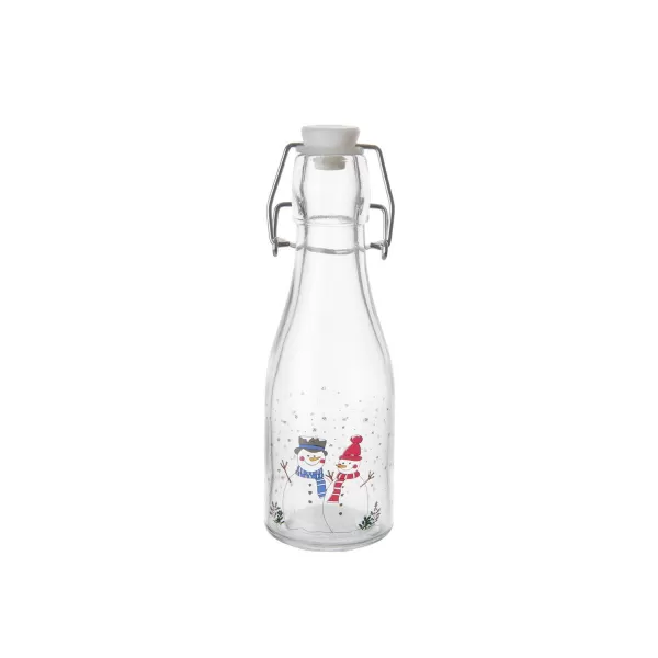 Láhev sklo/kov klip uzávěr SNĚHULÁK 0,16 l