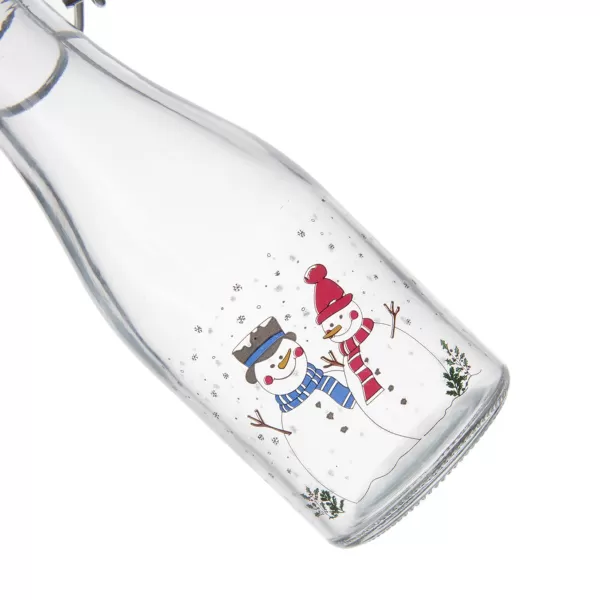 Láhev sklo/kov klip uzávěr SNĚHULÁK 0,16 l