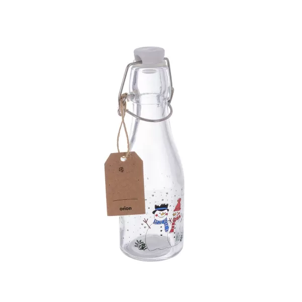 Láhev sklo/kov klip uzávěr SNĚHULÁK 0,16 l