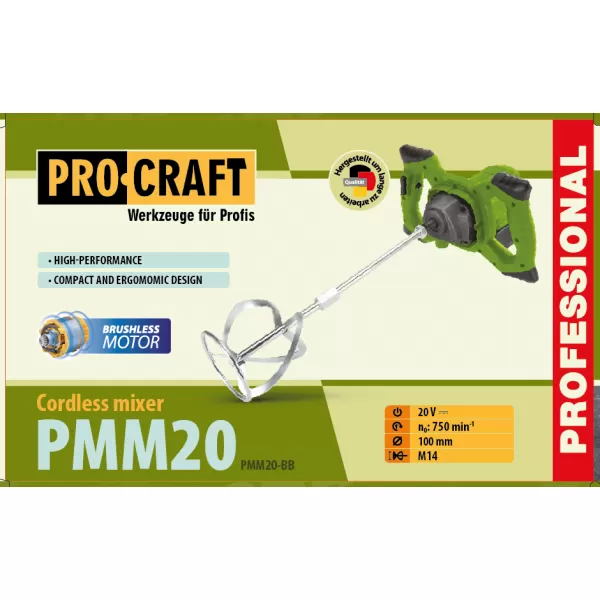 PROCRAFT Aku míchadlo stavebních směsí PMM20 (bez baterie a nabíječky)