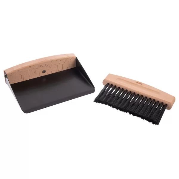 Smetáček+lopatka dřevo/kov mini s magnetem BLACK