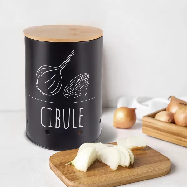 Dóza plech/bambus pr. 13 cm Cibule BLACK CZ