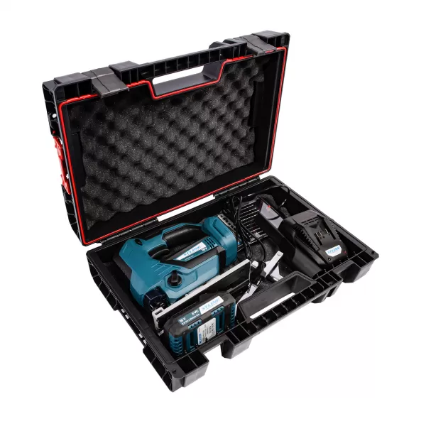 XT Aku přímočará pila bezuhlíková 18 V + baterie 2.0 Ah + nabíječka 2.4 A + pilové plátky + box