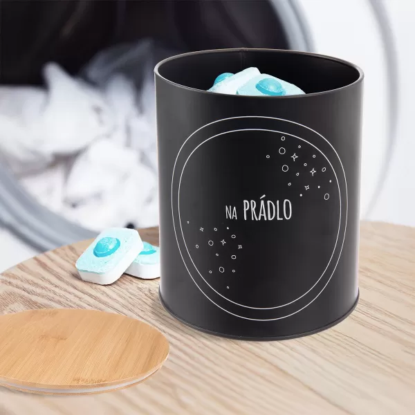 Dóza plech/bambus Na prádlo BLACK 3,3 l CZ