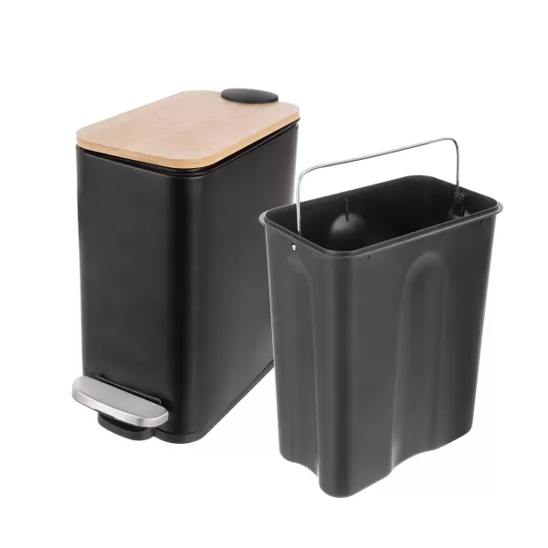Koš odp. nerez/UH s pedálem+bam.víko BLACK 5 l