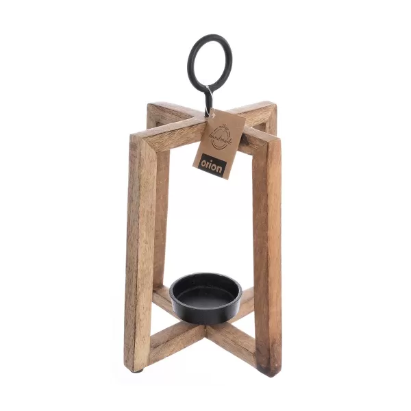 Svícen dřevo/kov MANGO otevřený v. 27 cm