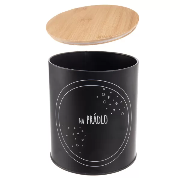 Dóza plech/bambus Na prádlo BLACK 3,3 l CZ