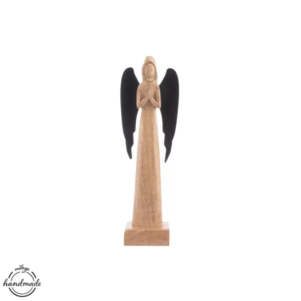Anděl dřevo MANGO křídla kov v. 27 cm