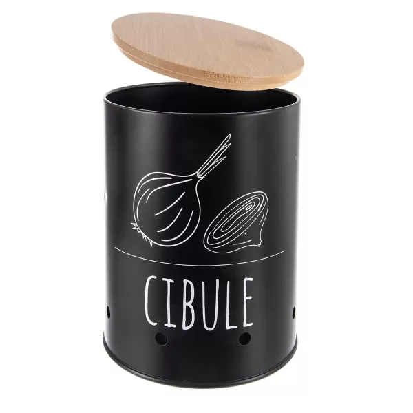 Dóza plech/bambus pr. 13 cm Cibule BLACK CZ