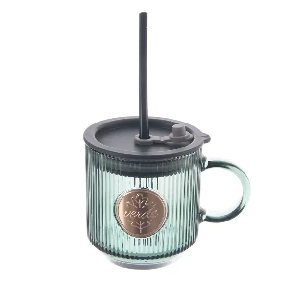 Hrnek sklo/UH víčko+brčko VERDE 0,35 l