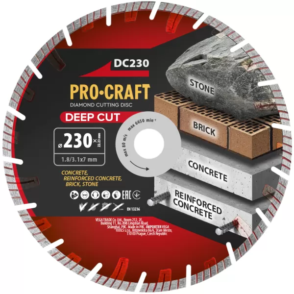Diamantový řezný kotouč Deep Cut Procraft DC230