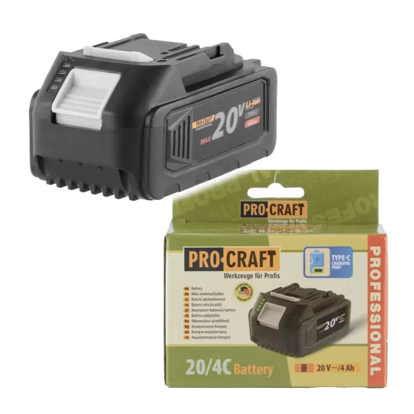 PROCRAFT Baterie akumulátorová 20V Li-ion, 4000mAh USB Type C 20/4C