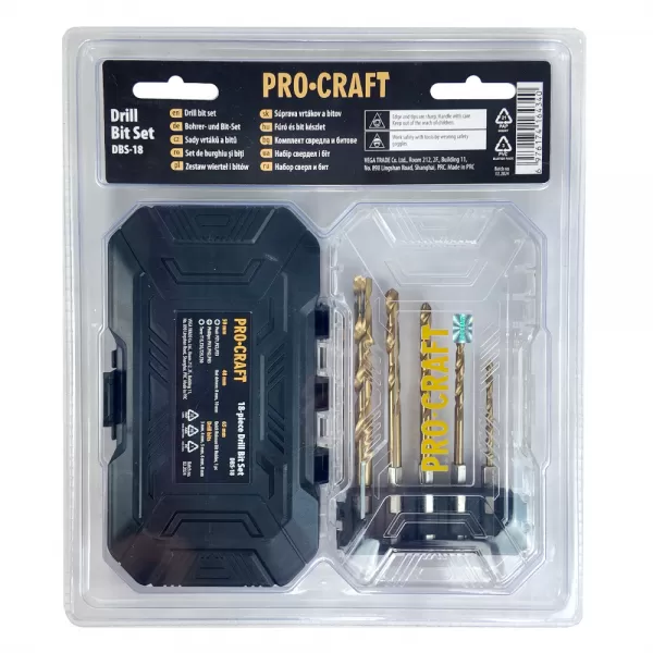 Sada vrtáků a bitů Procraft DBS-18, S2