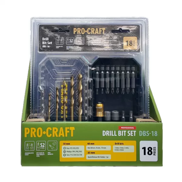 Sada vrtáků a bitů Procraft DBS-18, S2