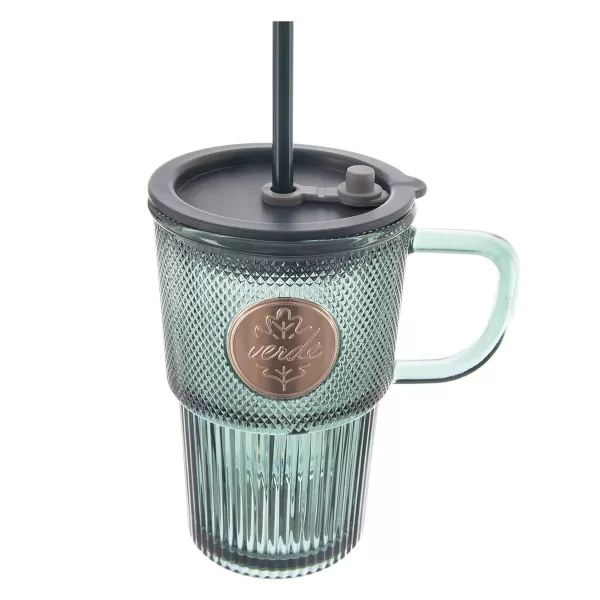 Hrnek sklo/UH víčko+brčko VERDE 0,46 l