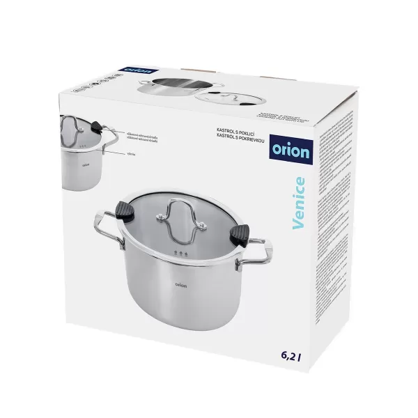 Kastrol nerez VENICE 6,2 l poklice sklo
