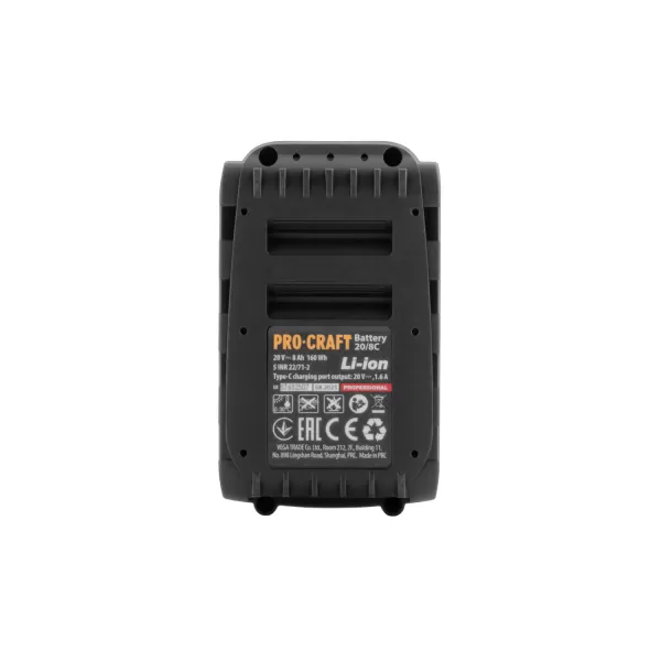 PROCRAFT Baterie akumulátorová 20V Li-ion, 8000mAh USB Type C 20/8C