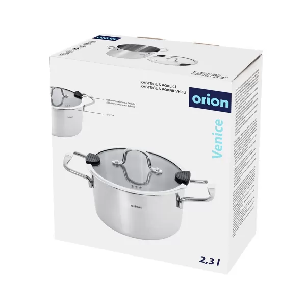 Kastrol nerez VENICE 2,3 l poklice sklo