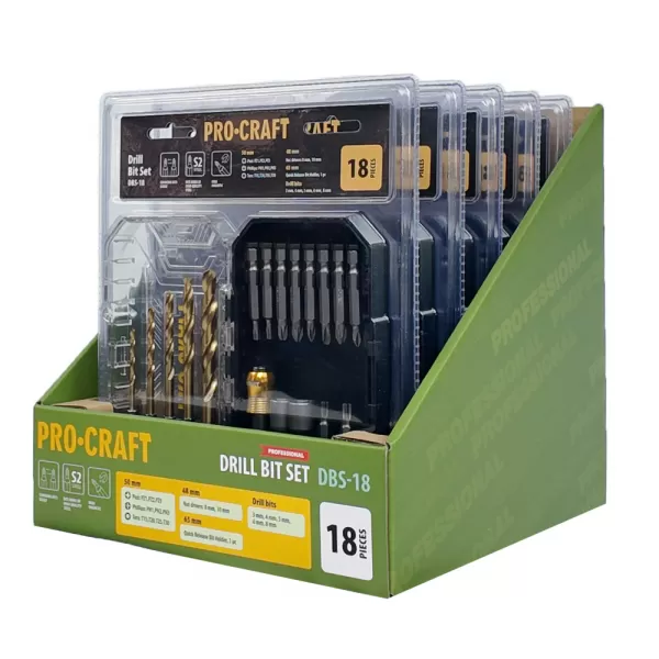 Sada vrtáků a bitů Procraft DBS-18, S2