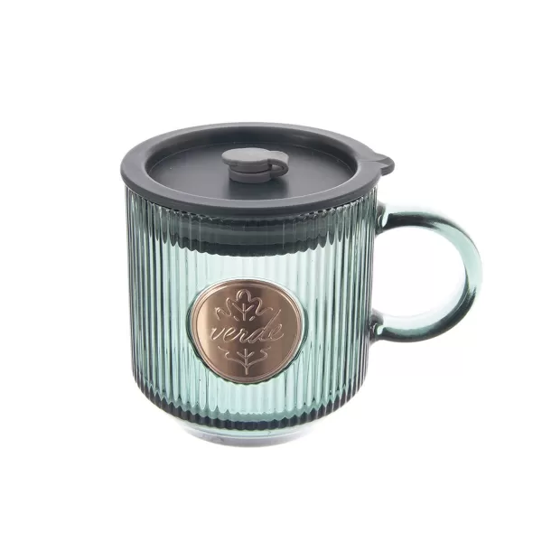 Hrnek sklo/UH víčko+brčko VERDE 0,35 l