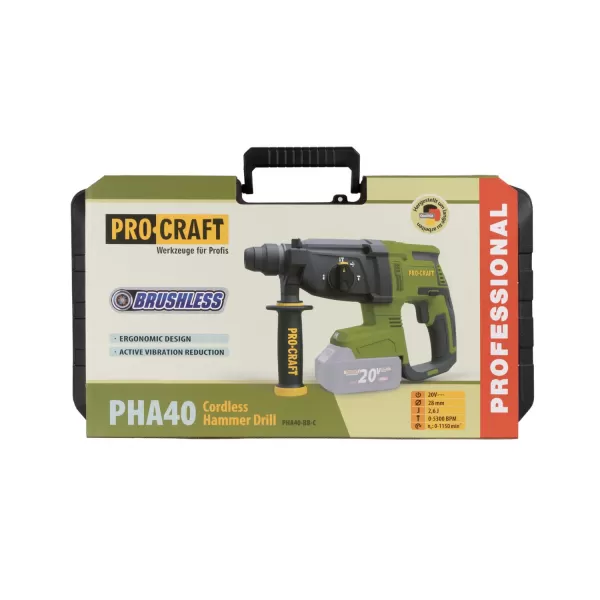 Aku vrtací kladivo Procraft PHA40bb-c (bez baterie a nabíječky v kufru)