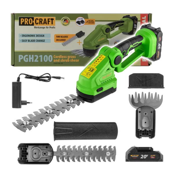 PROCRAFT Aku nůžky na trávu a keře PGH2100