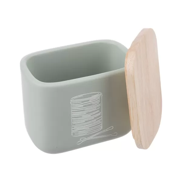 Dóza polyresin/gum. dřevo na vatové tyčinky a tamp. GREENISH
