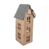 Svícen dřevo/kov MANGO domek v. 48,5 cm