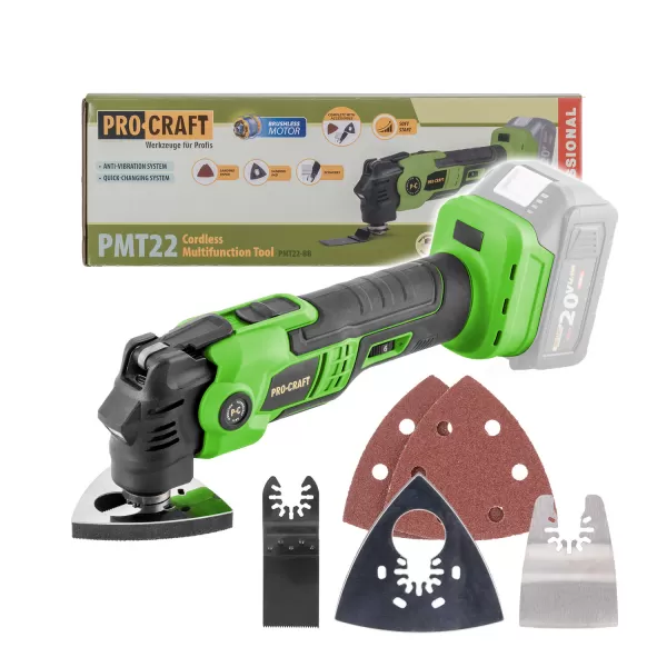PROCRAFT Aku multifunkční oscilační bruska PMT22bb (bez baterie a nabíječky)