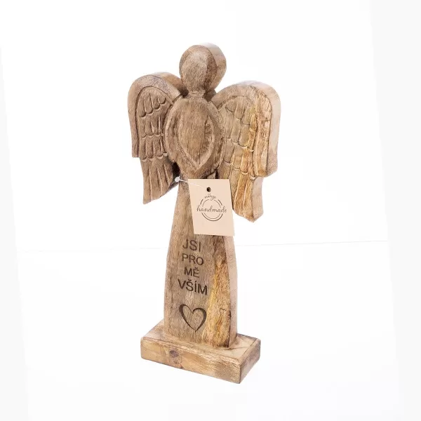 Anděl dřevo MANGO Jsi vším v. 30 cm
